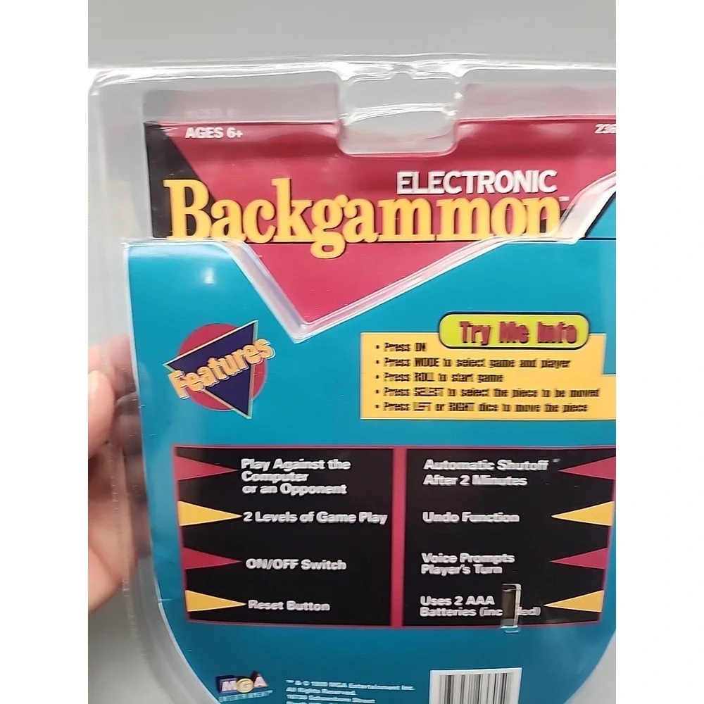 Vintage Electronic Handheld Backgammon Game MGA Entertainment 1999 1-2 Players